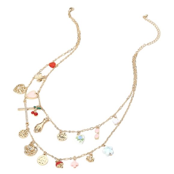 NEW Urban Outfitters Gold Dipped Multiple Good Luck Boho Style Charm Necklace - Picture 4 of 5